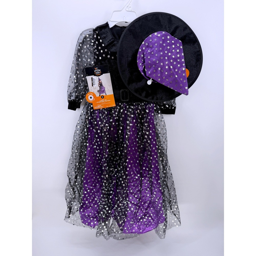 Hyde & EEK! Boutique Kids Light-Up Starlight Witch Costume Dress Hat Set Small S